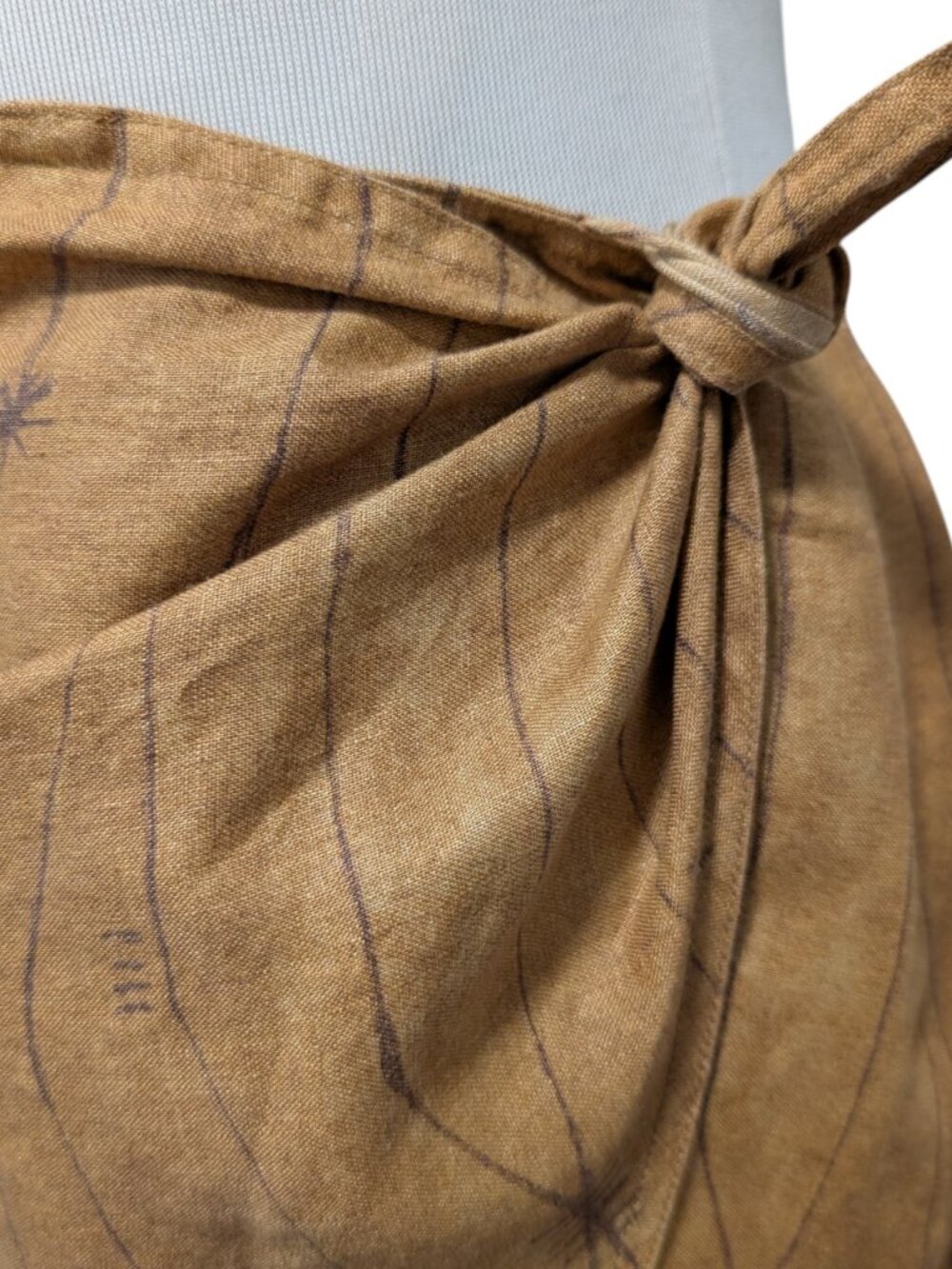Lauren Ralph Lauren Vintage Womens Size 6 Tan Linen Aztec Tribal Wrap Tie Skirt - Picture 6 of 12